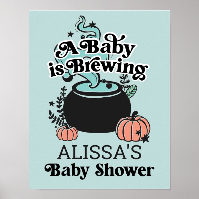 Halloween Baby Brewing Baby Shower Welcome Sign (Front)