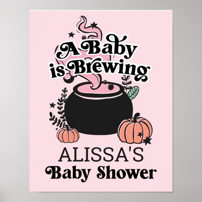 Halloween Baby Brewing Baby Shower Welcome Sign (Front)