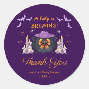 halloween baby brewing thank you purple spooky classic round sticker