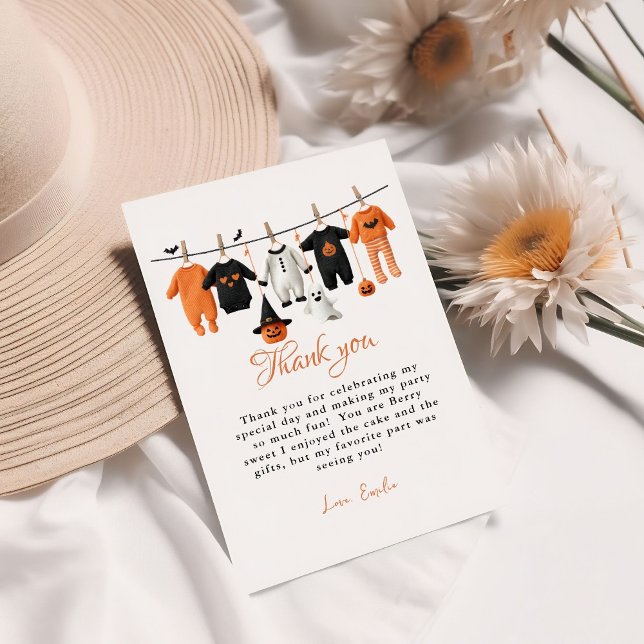 Halloween baby Clothes  Baby Shower Thank You Card (Creator Uploaded)