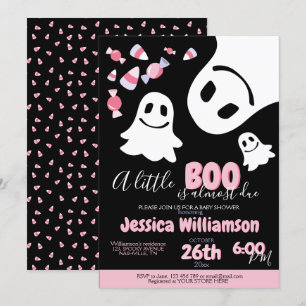 Halloween Baby Girl Shower A little Boo Invitation