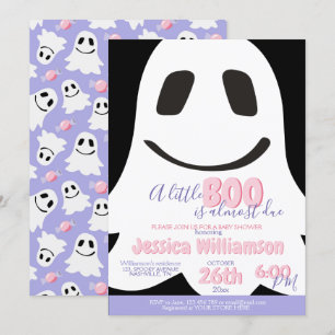 Halloween Baby Girl Shower Cute Ghost  Invitation