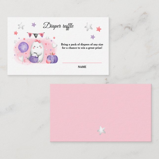 Halloween Baby Girl Shower Diaper Raffle Card (Front/Back)