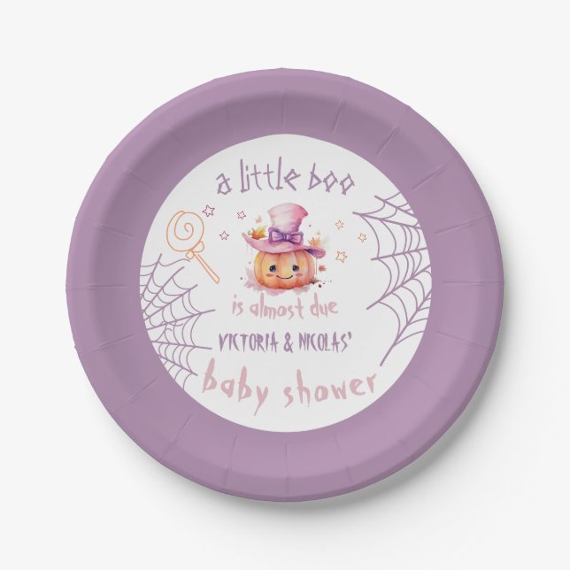 Halloween Baby Girl Shower Paper Plate (Front)