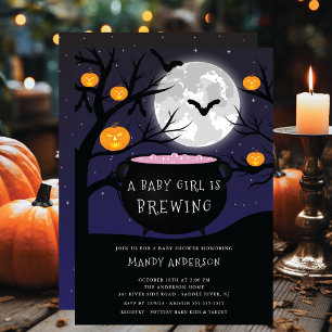 Halloween Baby is Brewing Baby Shower Invitation