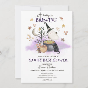 Halloween Baby is Brewing Baby Shower Invitation