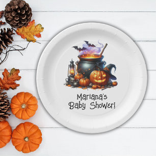 Halloween Baby is Brewing Baby Shower Paper Plate