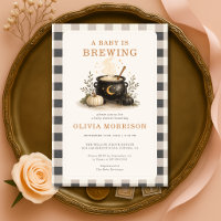 Halloween Baby is Brewing Gingham Baby Shower
