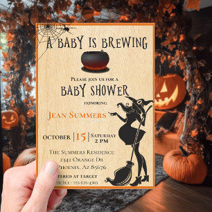 Halloween Baby is Brewing Witch Baby Shower Acrylic Invitations