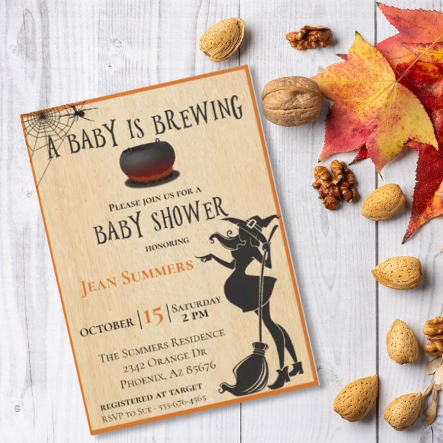 Halloween Baby is Brewing Witch Baby Shower Fall Invitation (Creator Uploaded)