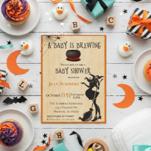 Halloween Baby is Brewing Witch October Postcard