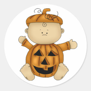 Halloween baby pumpkin classic round sticker