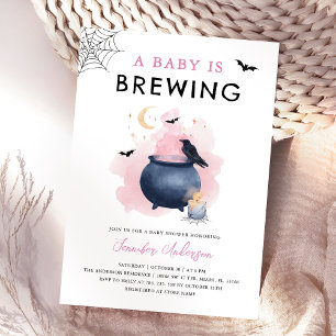 Halloween Baby Shower A Baby is Brewing  Invitation