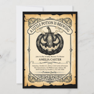 Halloween Baby Shower A is Brewing Spooky Gothic Invitation