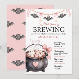 Halloween Baby Shower A Little Boo is Brewing Pink Invitation