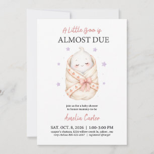 Halloween Baby Shower A Little Boo is Due Pink Invitation