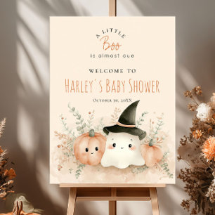 Halloween Baby Shower A Little Boo Is Due Welcome Poster