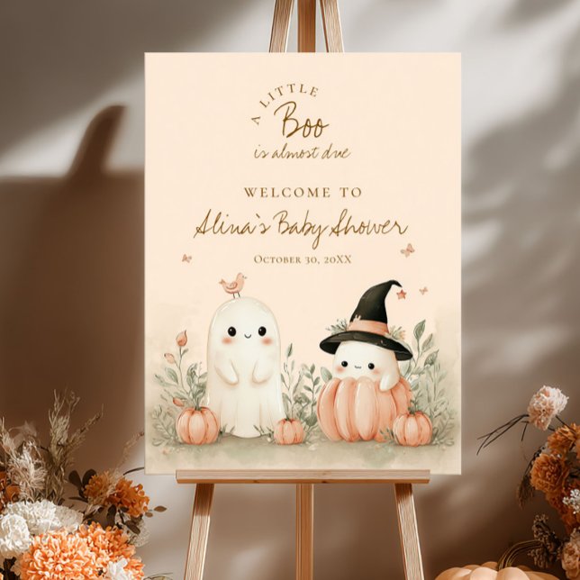 Halloween Baby Shower A Little Boo Is Due Welcome Poster (Creator Uploaded)