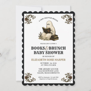 Halloween Baby Shower A New Chapter Vintage Ghost Invitation