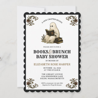 Halloween Baby Shower A New Chapter Vintage Ghost Invitation