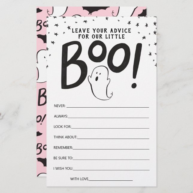 Halloween Baby Shower Advice Card (Front/Back)