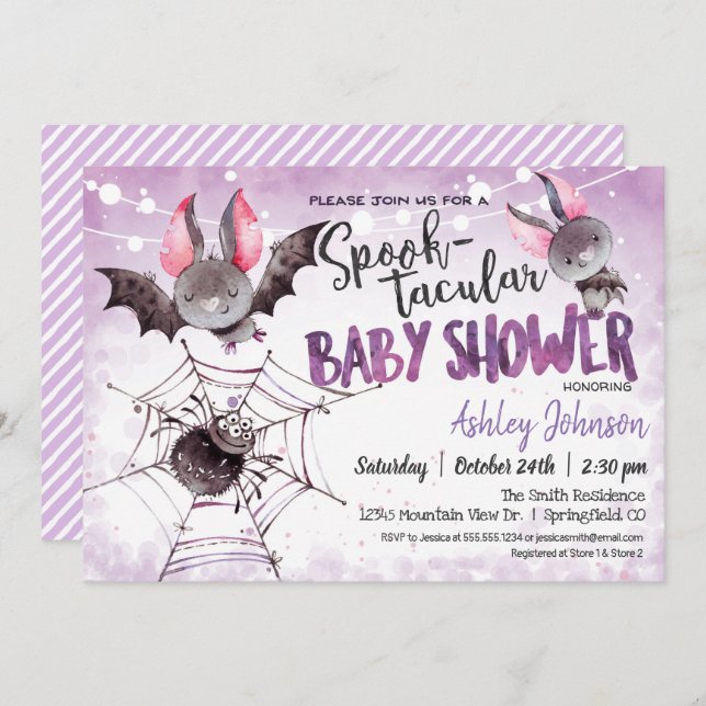 Halloween Baby Shower, Bats invitation (Front/Back)