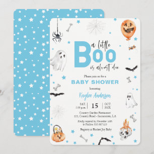 Halloween Baby Shower Blue ghost boy invitation