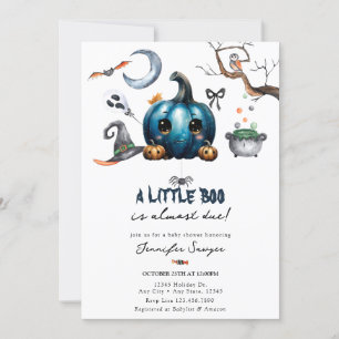 Halloween Baby Shower Blue Pumpkin Invitation