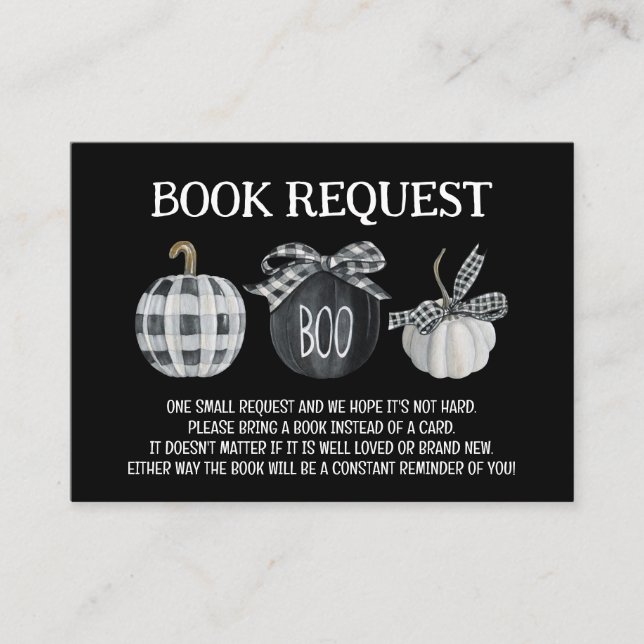 Halloween Baby Shower Book Request, Books for Baby Enclosure Card (Front)