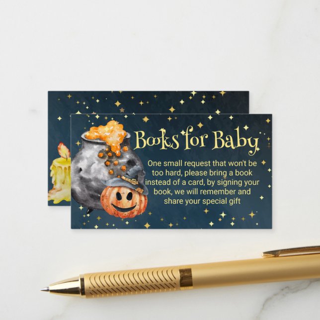Halloween baby shower book request enclosure card (Front/Back In Situ)