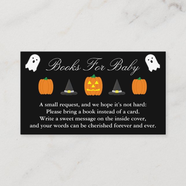 Halloween Baby Shower Books For Baby Enclosure Card (Front)