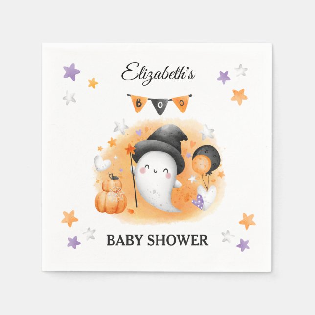 Halloween Baby Shower Cute Ghost Paper Napkins (Front)