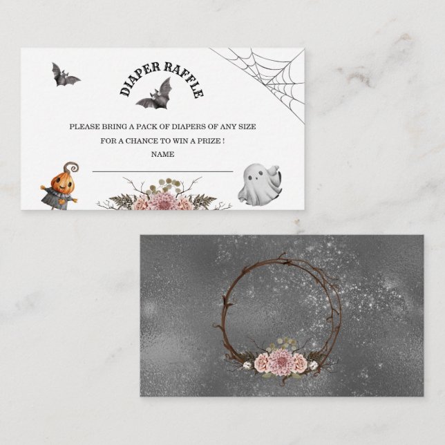 Halloween baby shower diaper raffle enclosure card (Front/Back)