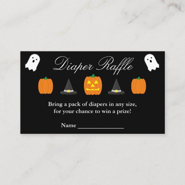 Halloween Baby Shower Diaper Raffle Enclosure Card (Front)