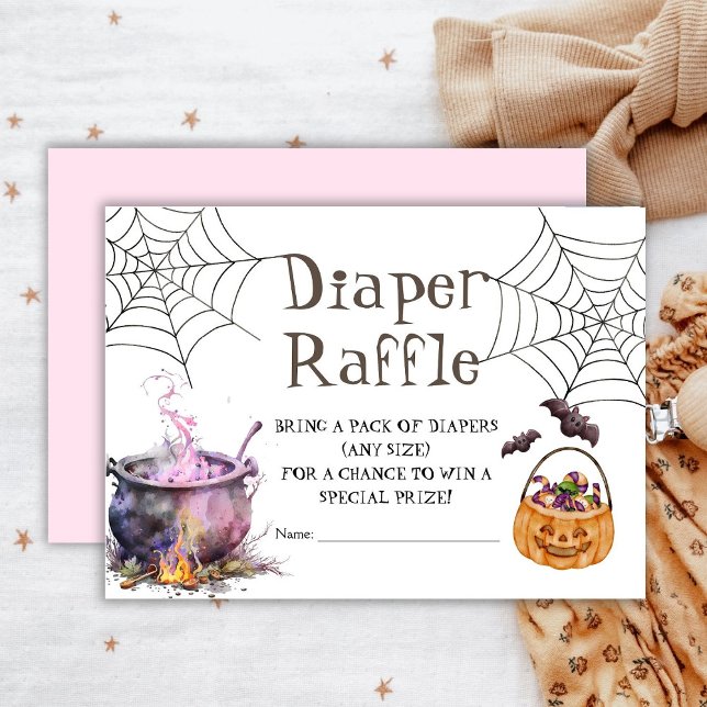 Halloween Baby Shower Diaper Raffle Girl Pink Enclosure Card (Creator Uploaded)