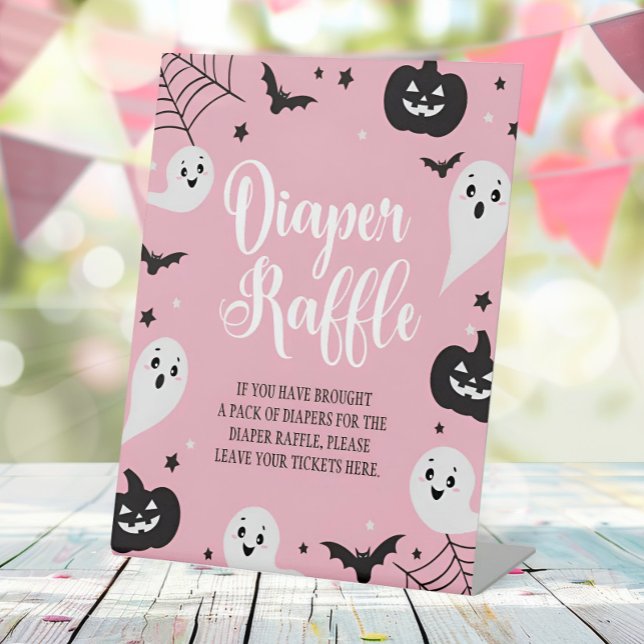 Halloween Baby Shower Diaper Raffle Pedestal Sign (Creator Uploaded)