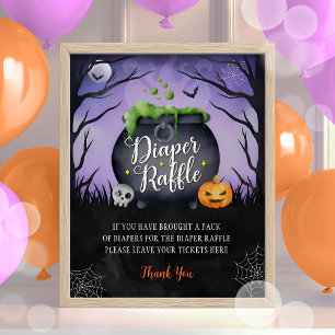 Halloween Baby Shower Diaper Raffle Sign