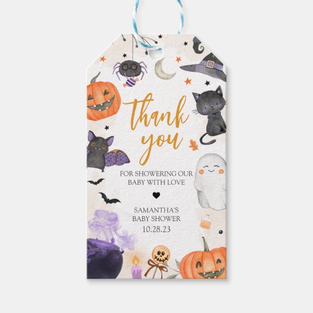 Halloween Baby Shower Favour Tags (Front)