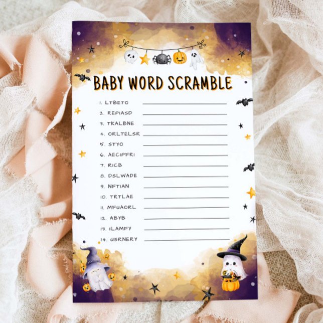 Halloween Baby Shower Game Baby Word Scramble Game (Creator Uploaded)