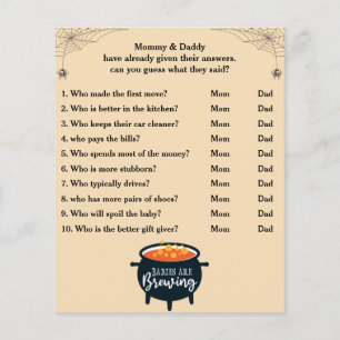 Halloween Baby Shower Game Guess Who Mum or Dad