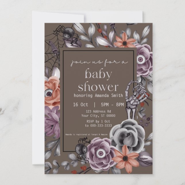 Halloween Baby Shower, Gender Neutral, October Invitation (Front)