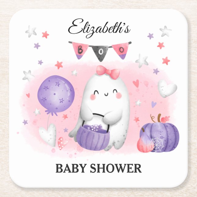 Halloween Baby Shower Girl Cute Paper Coaster (Front)