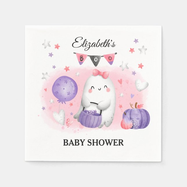 Halloween Baby Shower Girl Cute Paper Napkins (Front)