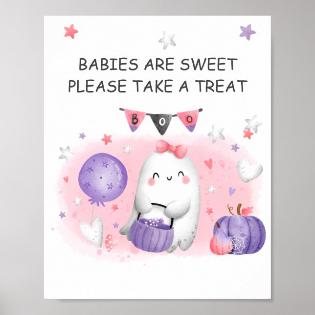 Halloween Baby Shower Girl Favour Sign (Front)