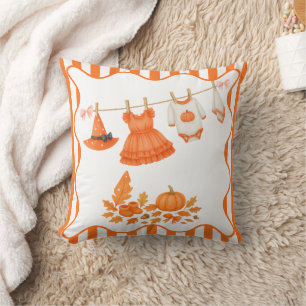 Halloween Baby Shower Girl Little Witch Pumpkin Cushion