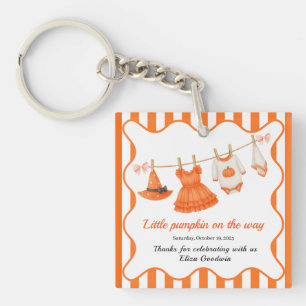 Halloween Baby Shower Girl Little Witch Pumpkin Key Ring