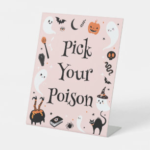 Halloween Baby Shower Girl Pick Your Poison Drink Pedestal Sign