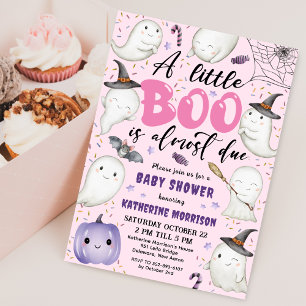 Halloween Baby Shower Girl Pink Little Boo Ghost Invitation
