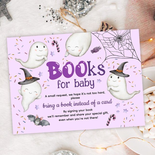 Halloween Baby Shower Girl Purple Books for Baby Enclosure Card (Creator Uploaded)