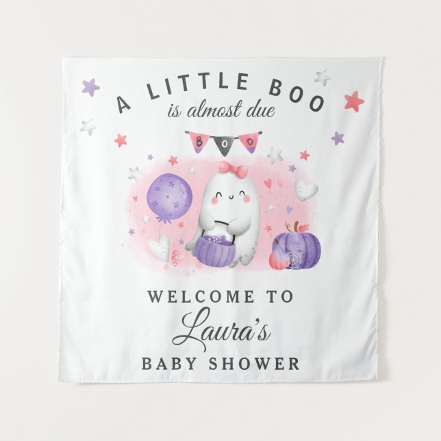 Halloween Baby Shower Girl Welcome Sign Tapestry (Front)